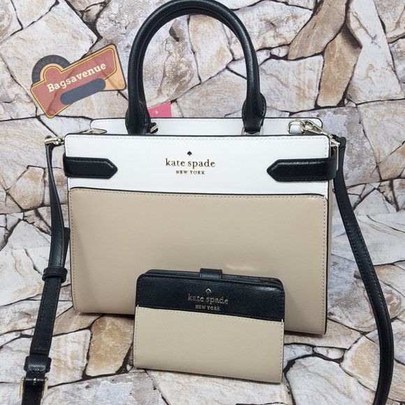 ✨purse staci medium satchel shoulder bag beige leather medium Wallet Kate Spade - Picture 2 of 15